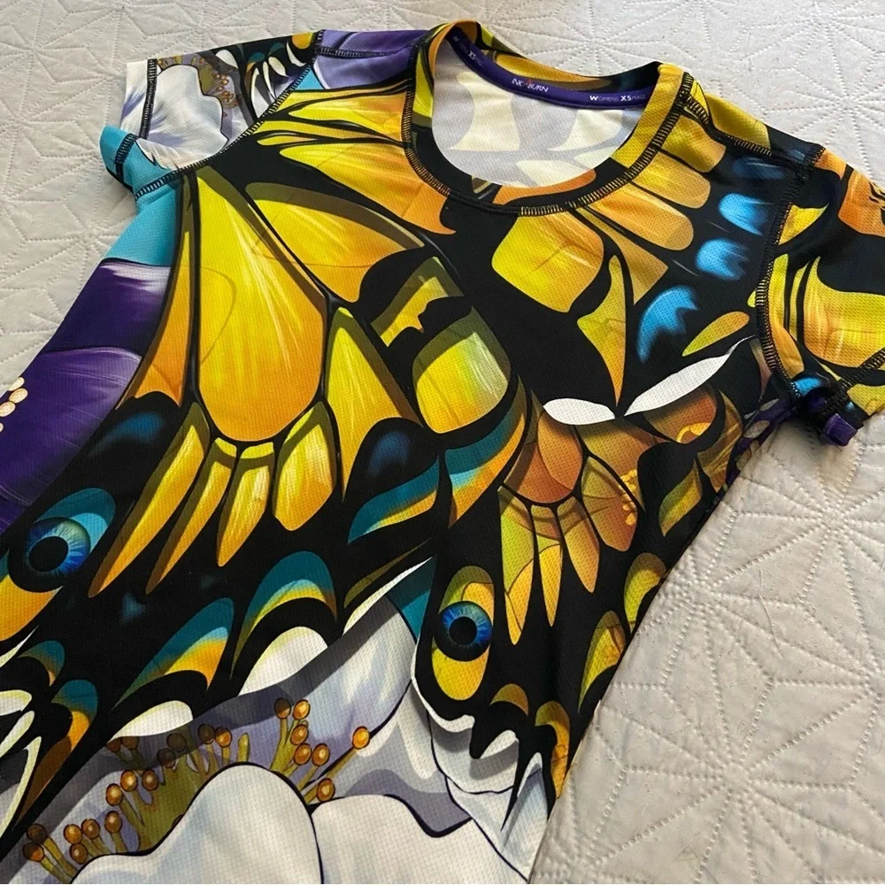 INKnBURN Vibrant Butterfly Short Sleeve Top - Picture 2 of 6